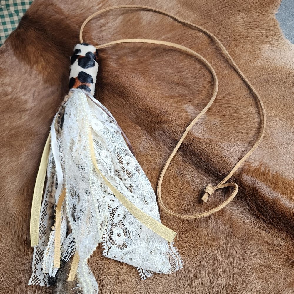 Leather & Lace Tassel Necklace